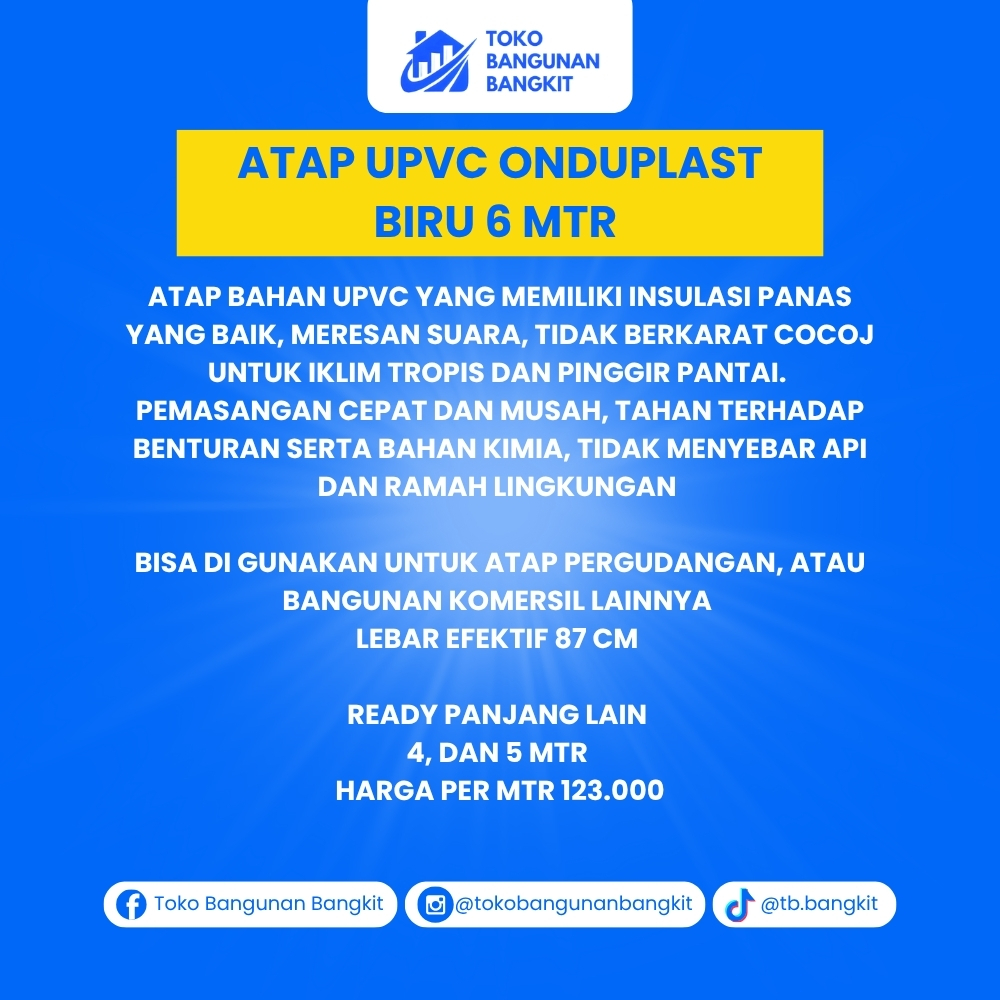 ATAP UPVC ONDUPLAST BIRU 6 MTR