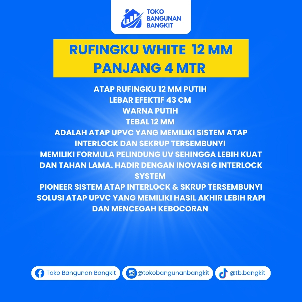 RUFINGKU WHITE  12 MM  PANJANG 4 MTR