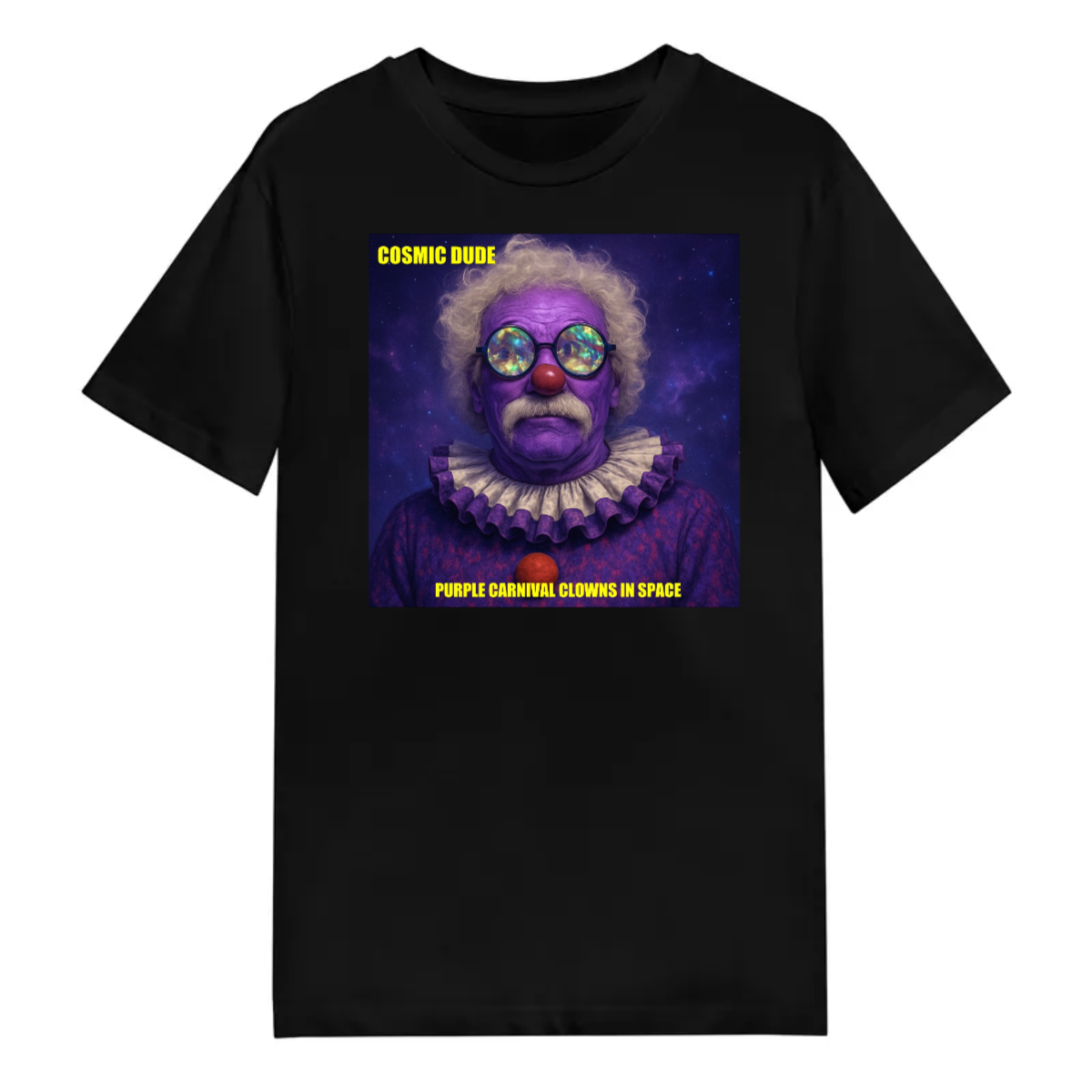 Purple Carnival Clowns in Space tee