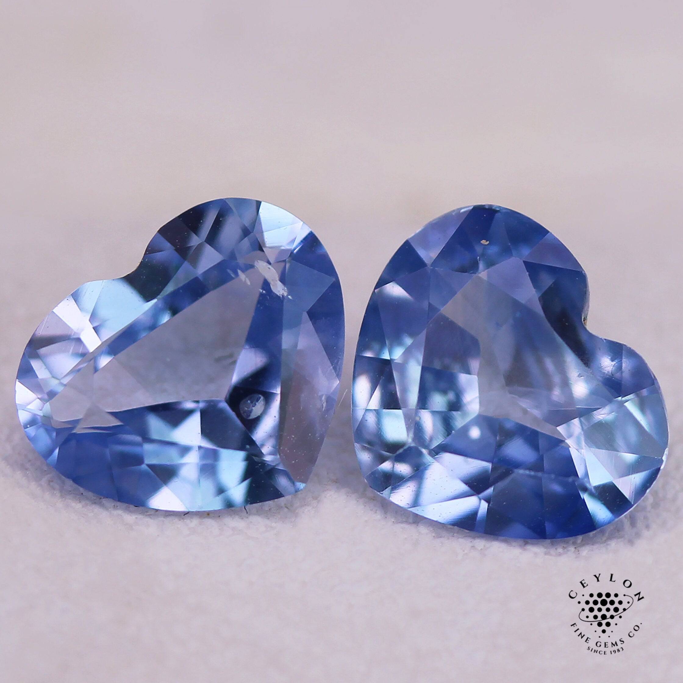 Natural Blue Sapphire Pair 1.32/1.25ct  - (H)