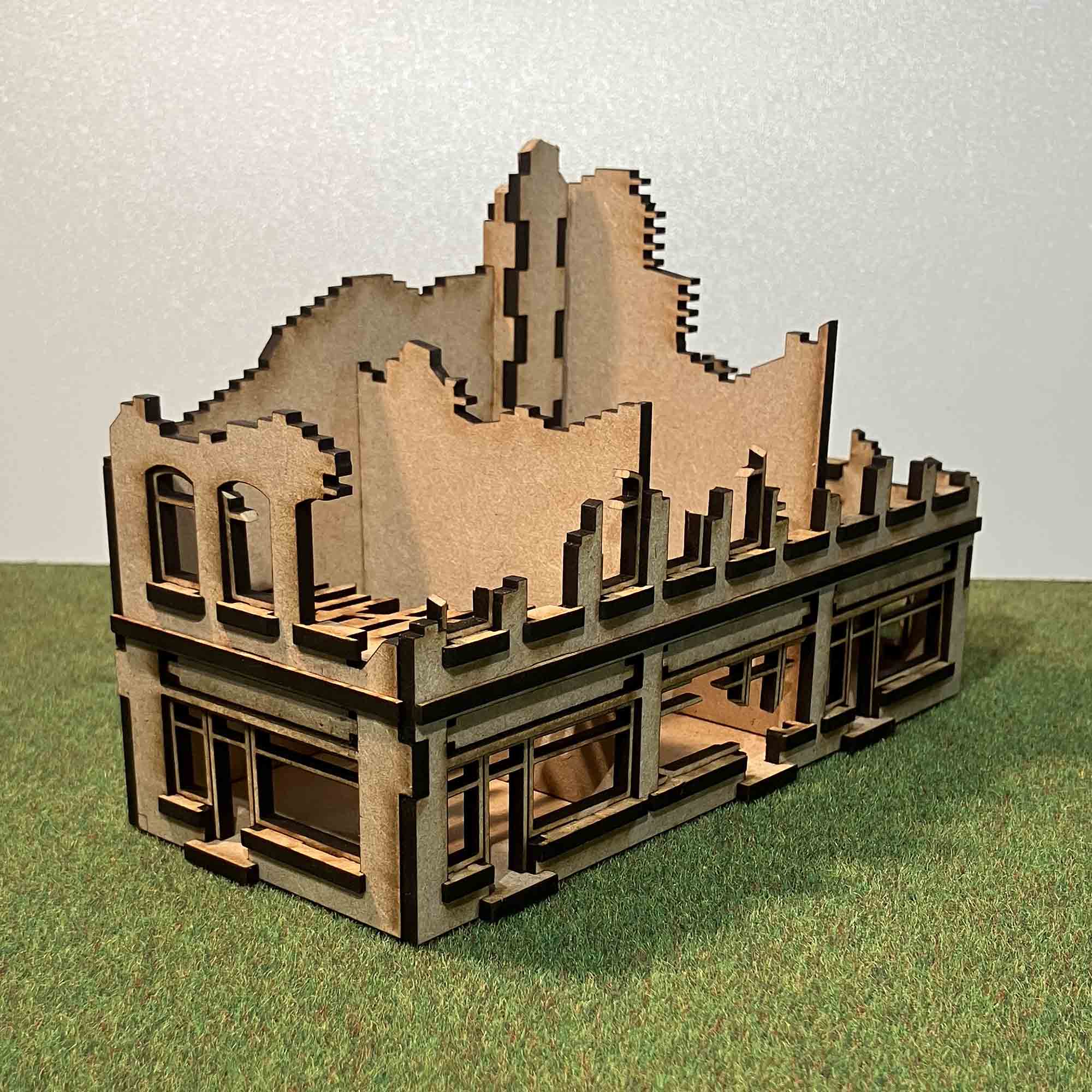 Berlin ruin with small shops