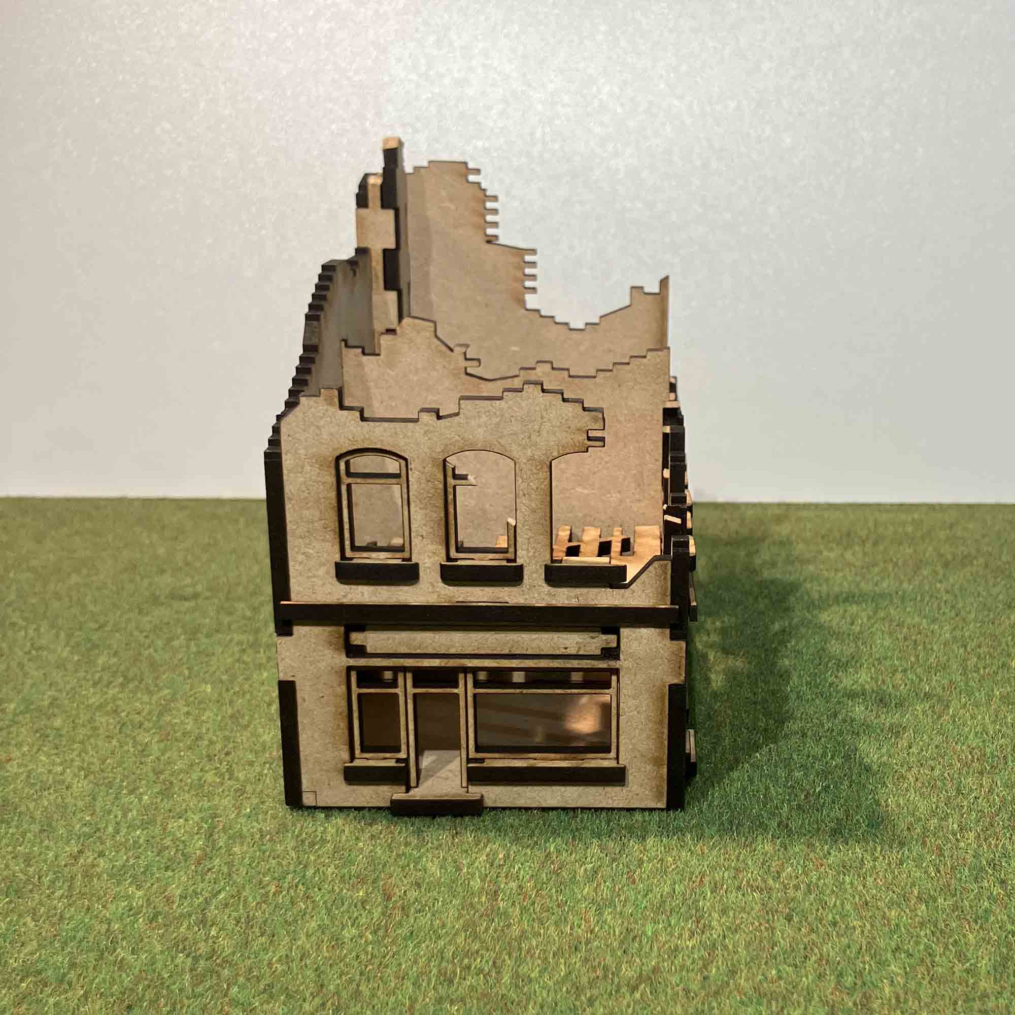 Berlin ruin with small shops