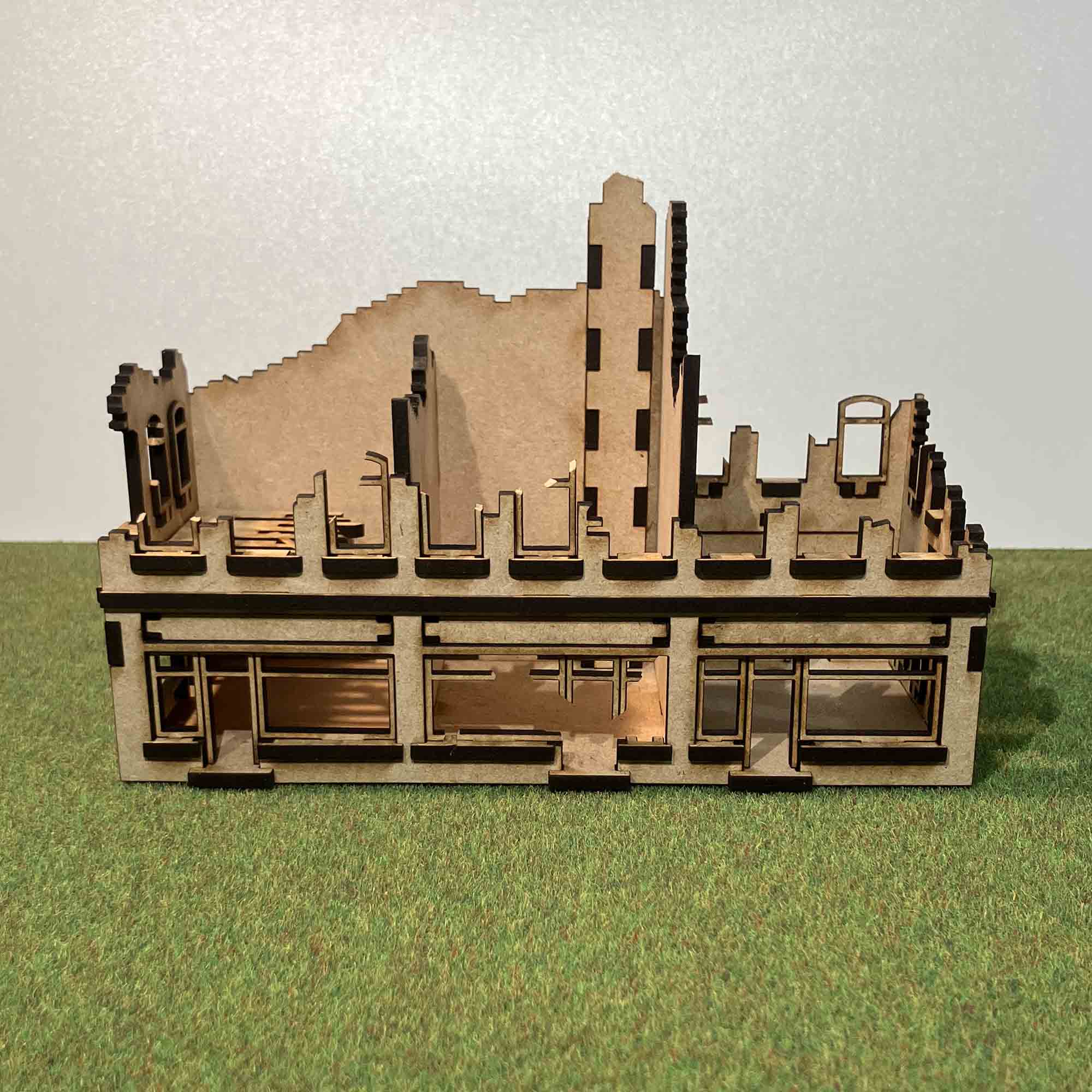 Berlin ruin with small shops