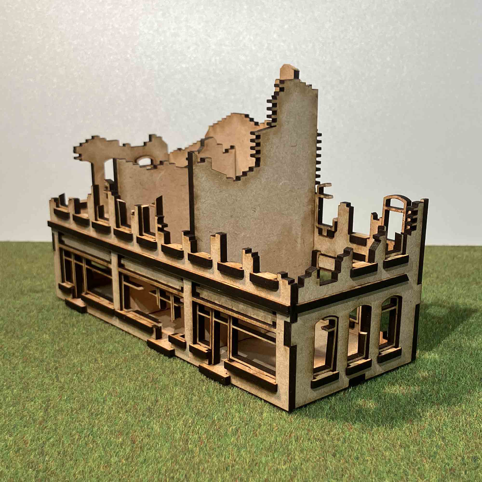 Berlin ruin with small shops