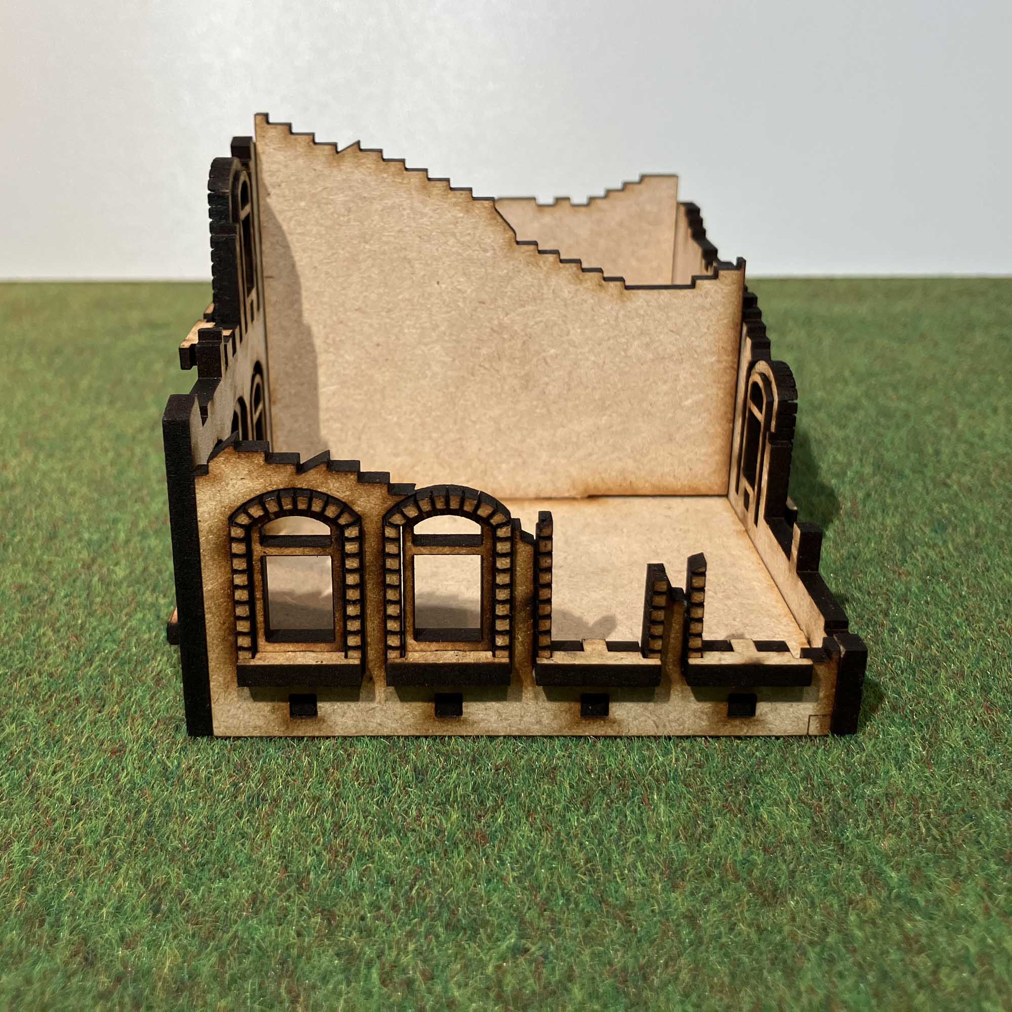 Berlin ruin with granite block windows