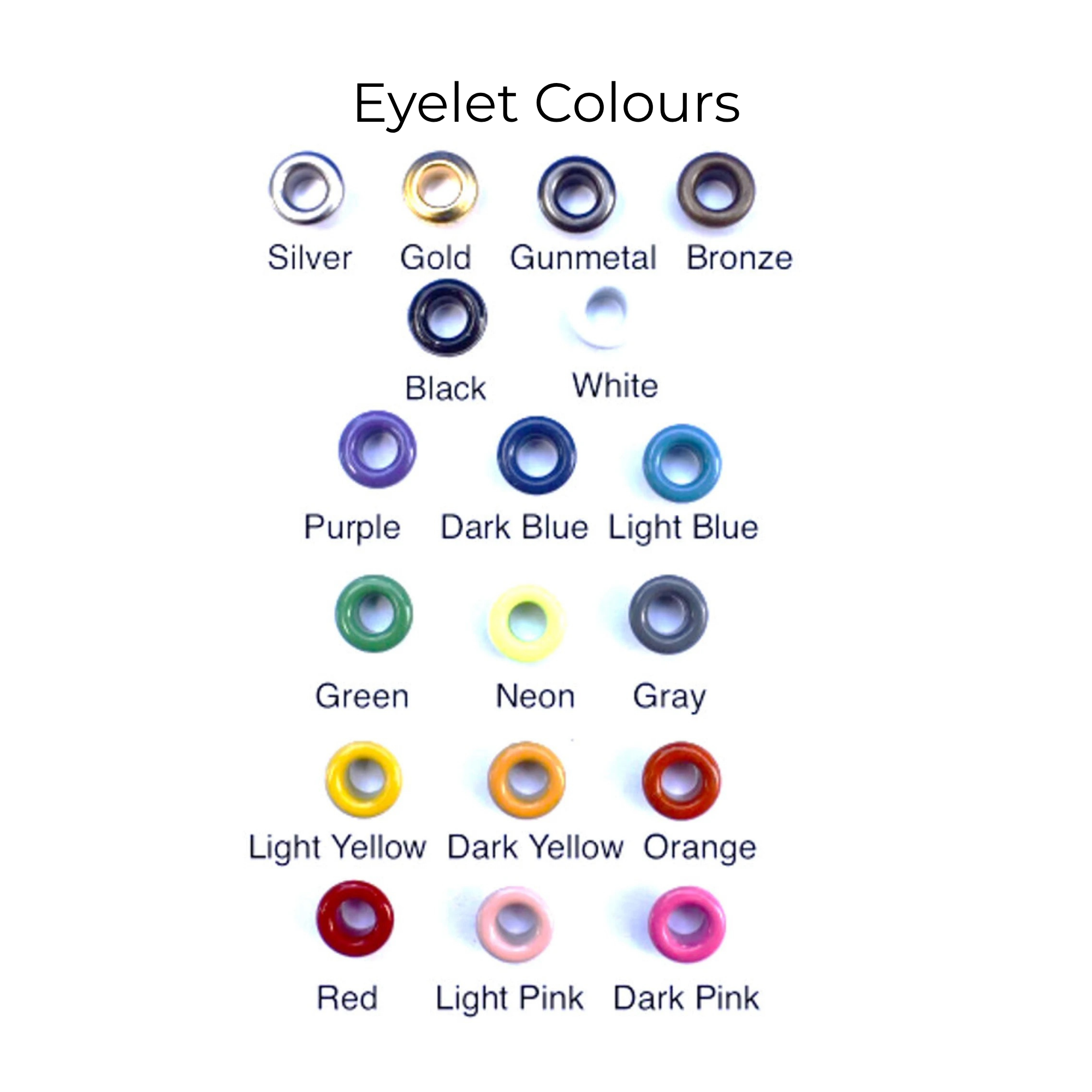 Eyelets in Various Colours - Pack of 33