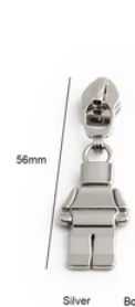 Silver Robot Zipper Pull