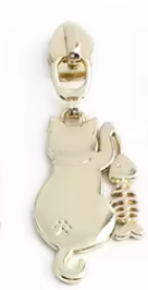 Gold Cat and Fishbone Zipper Pull