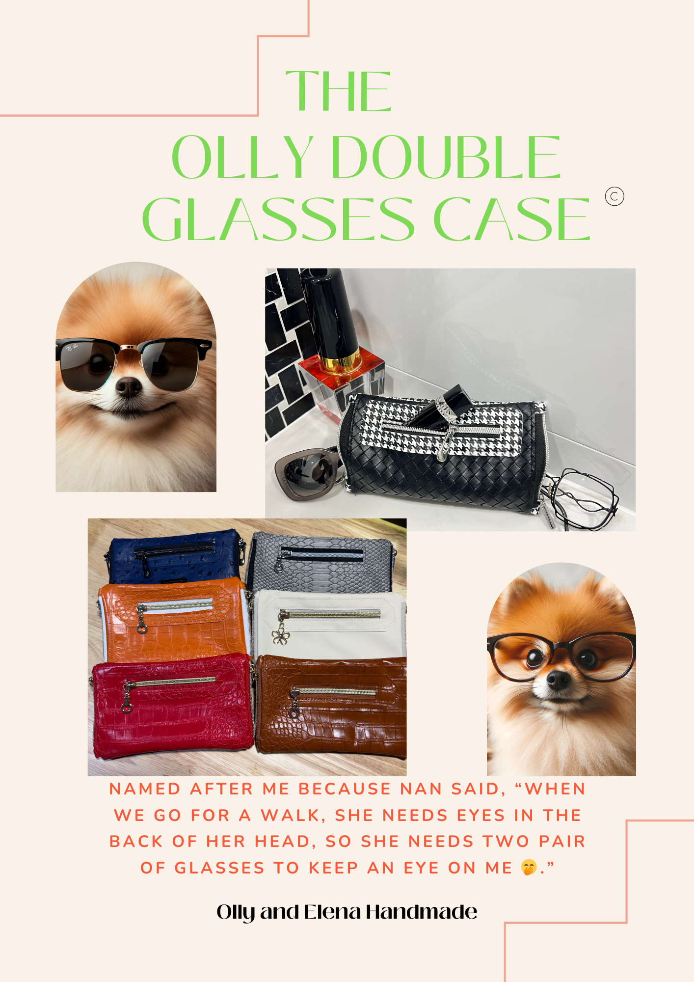 Olly Double Glasses Case Pattern by Helen