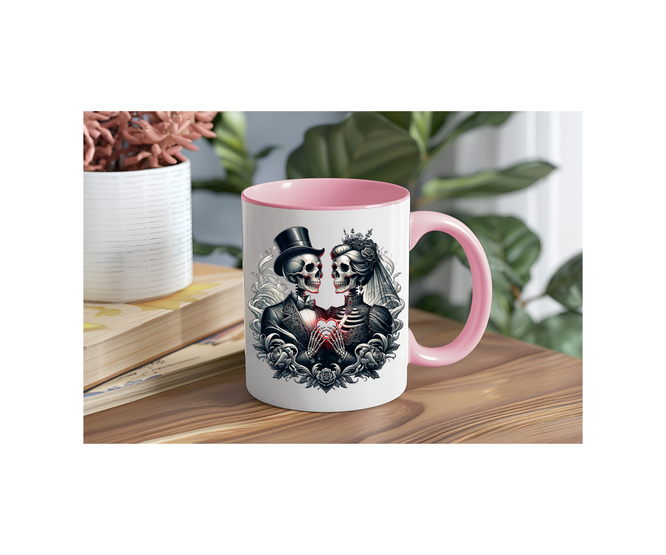 Tasse mit Skelettpaar-Motiv