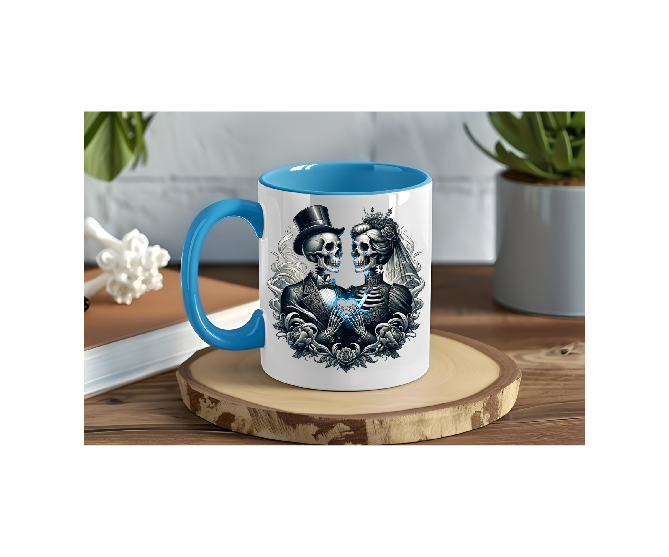 Tasse mit Skelettpaar-Motiv