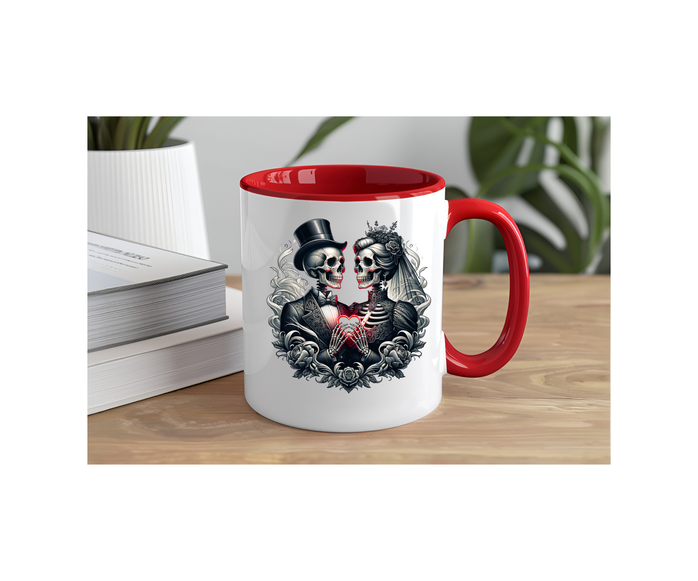 Tasse mit Skelettpaar-Motiv