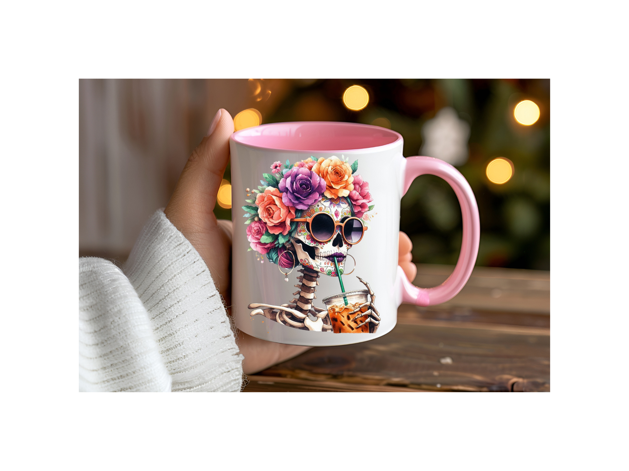 Bunter Totenkopf-Kaffeebecher