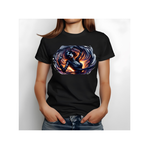Schwarzes T-Shirt mit Magier-Design