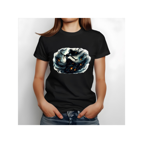 Schwarzes T-Shirt mit Magier-Design