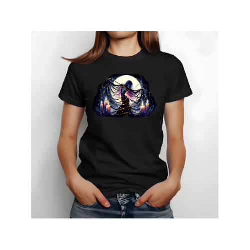 Schwarzes T-Shirt mit Magier-Design