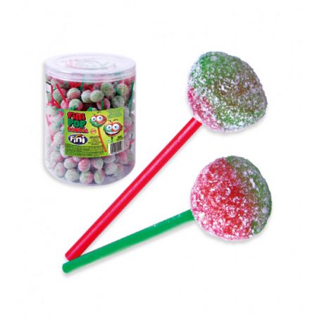 FiniPop Sandía Pica (Tarro 200 uds) – Caramelos con Palo y Cobertura Ácida: ¡Explosión Refrescante!