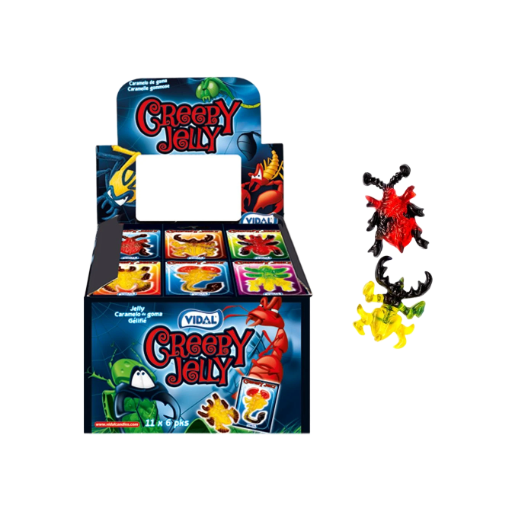 Creepy Jelly de Vidal Golosinas (Caja 66 uds) – Gelatinas con Formas de Insectos: ¡Diversión, Sabor y Molde Reutilizable!