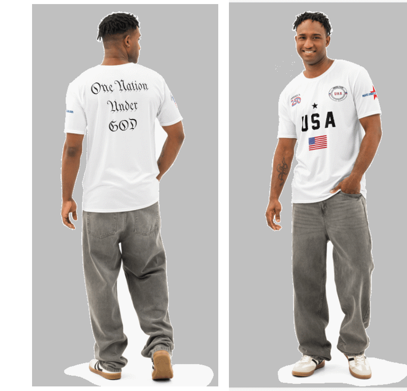 One Nation Under GOD USA Patriotic Graphic T-Shirt
