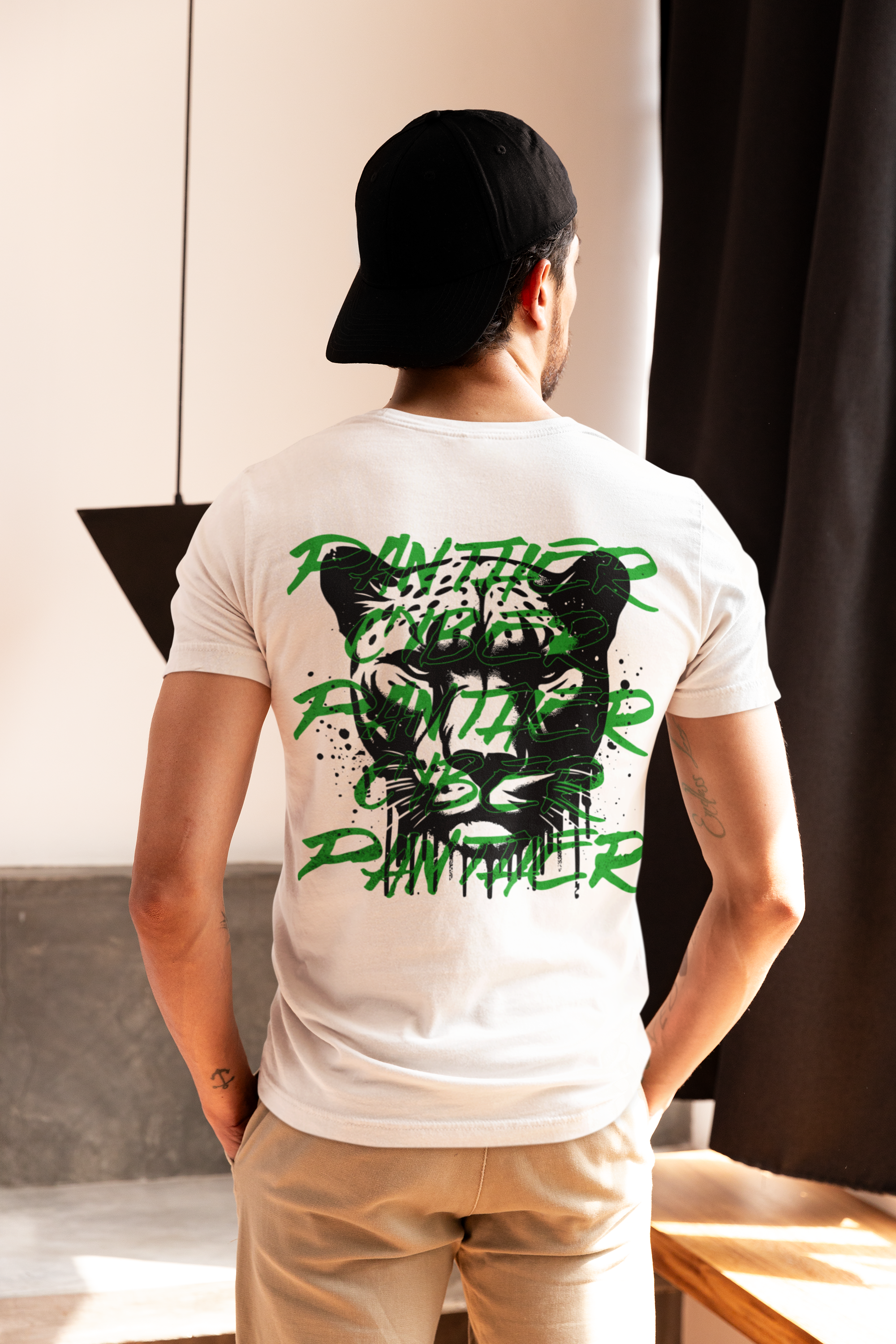 "Cyber Panther" Electric Green Graphic T-Shirt