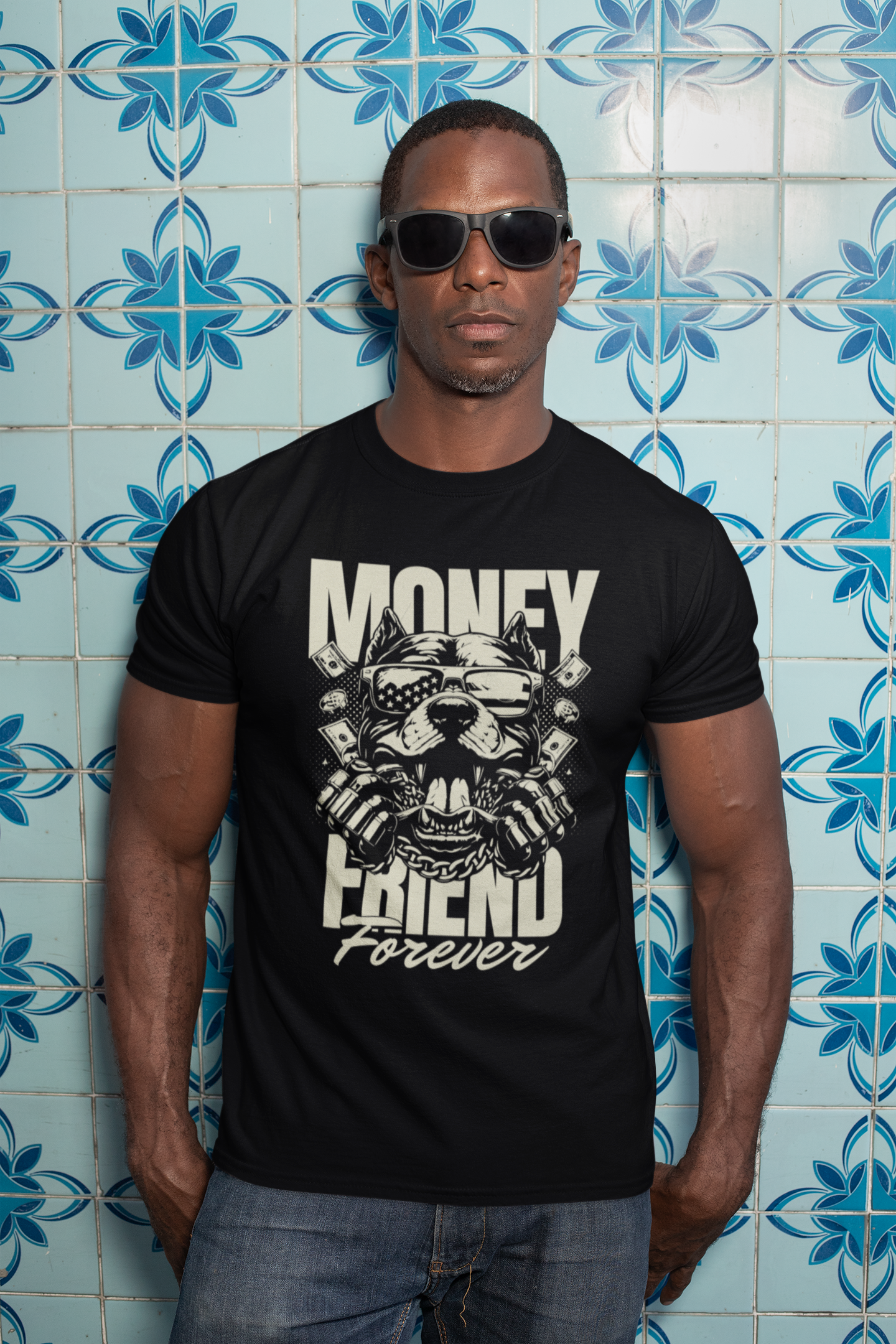Money Friend Forever Pitbull Graphic Tee