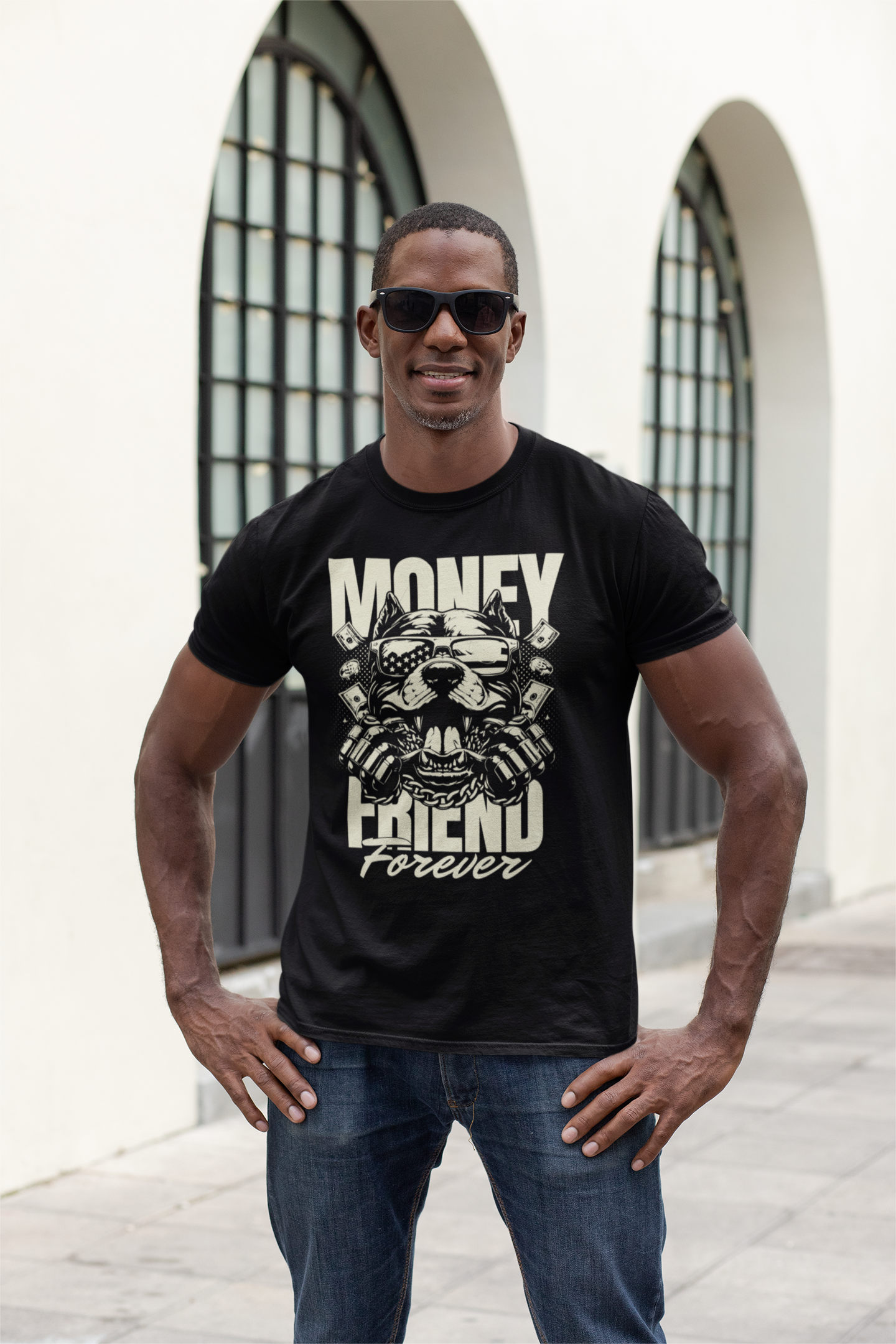Money Friend Forever Pitbull Graphic Tee