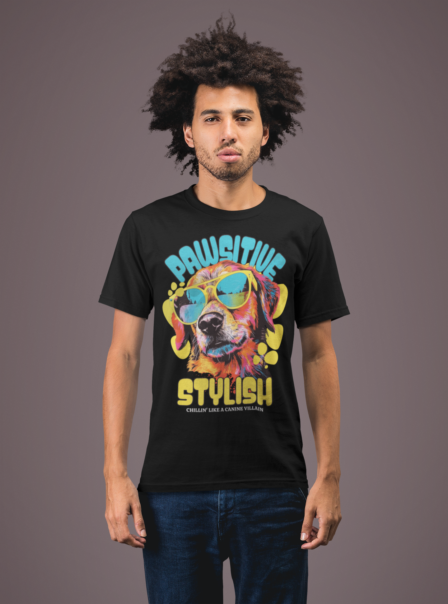 "Pawsitive Stylish" Dog Graphic T-Shirt