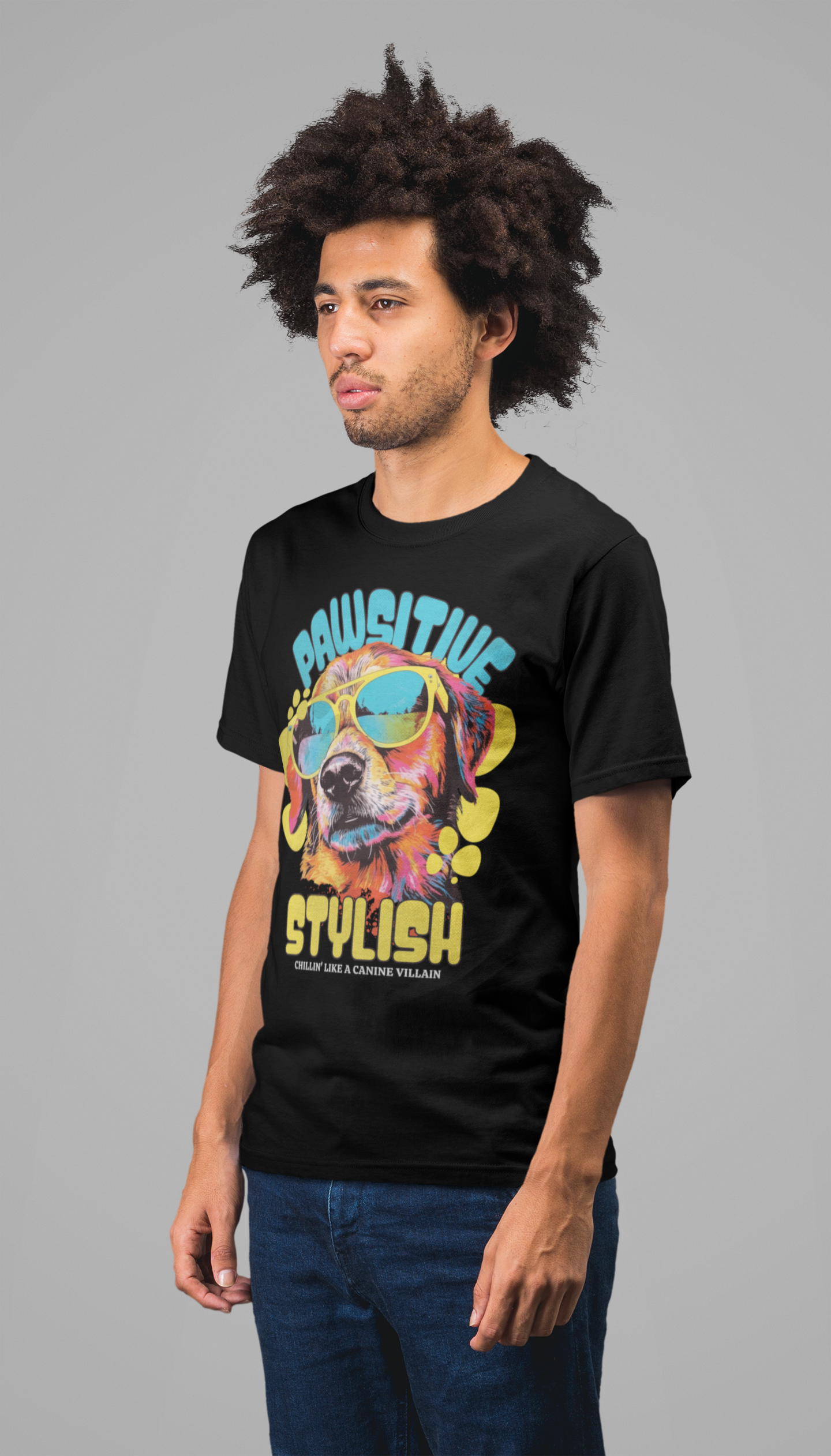 "Pawsitive Stylish" Dog Graphic T-Shirt