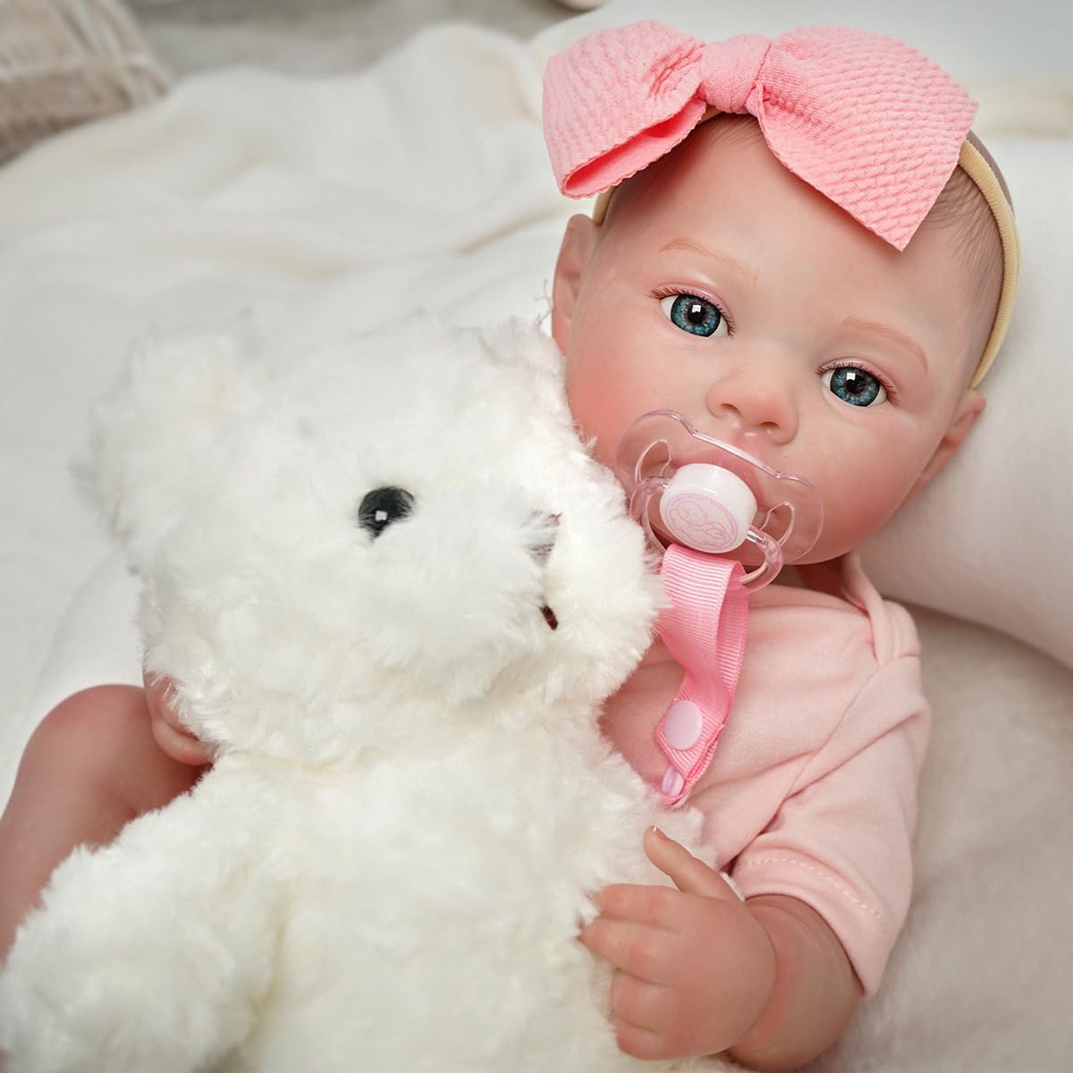 Brastoy Bebê Reborn Boneca Menina Corpo de Silicone Pintado Realistic Original (48cm Menina Rosa)