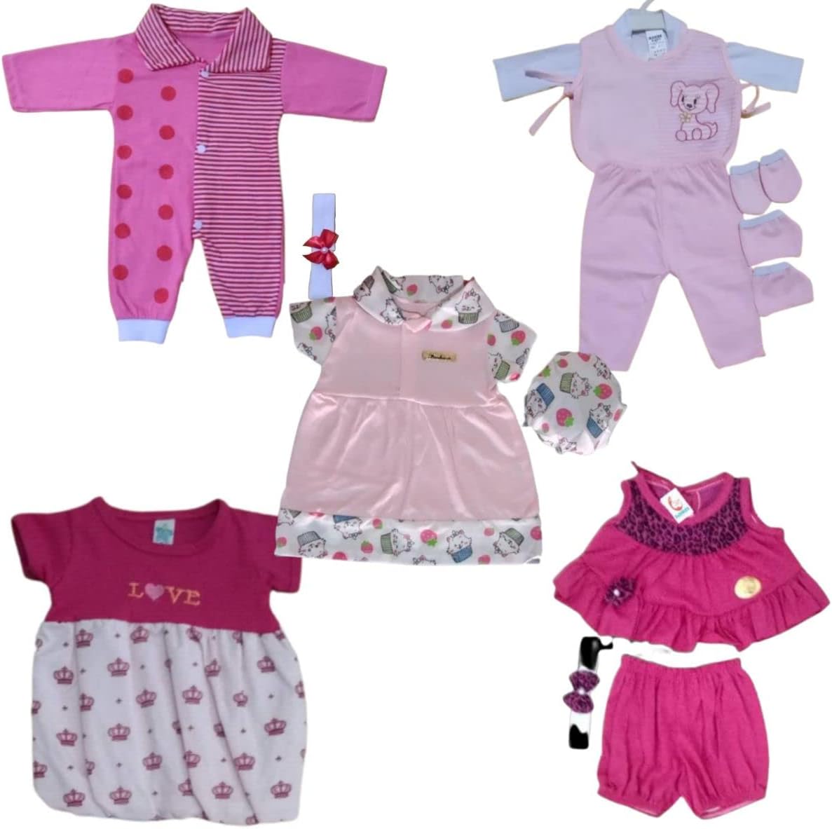 Lote com 5 roupinhas para bebê Reborn RN