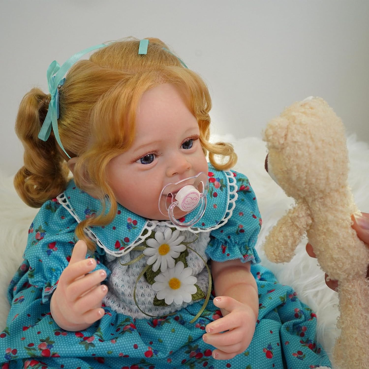 Brastoy Bebê Reborn Boneca Silicone Realista Pintado Menina Olhos Azuis Original 55cm