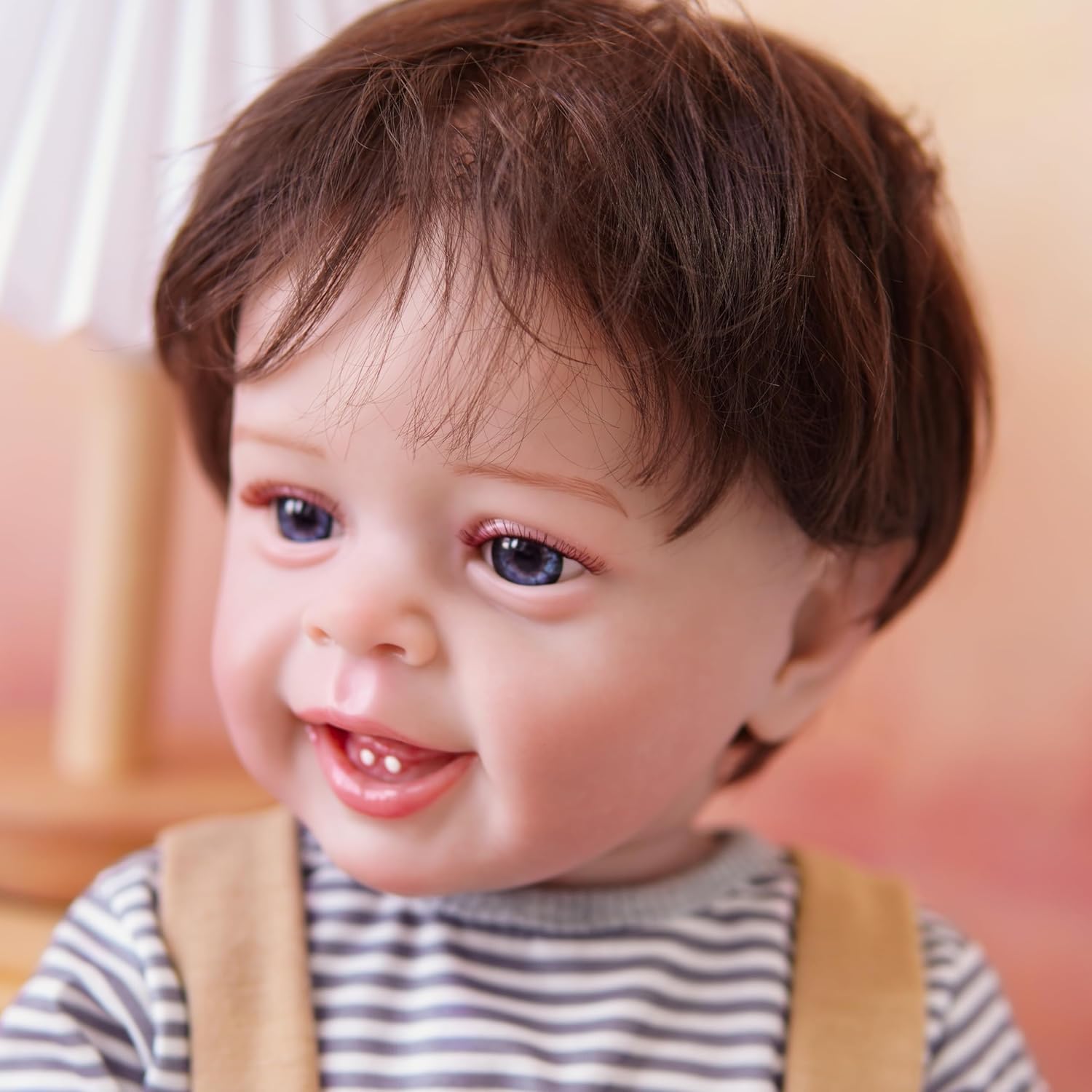 Brastoy Bebê Reborn Silicone Boneco Menino Coelho Olhos Azuis Realista Pintado Original 55cm