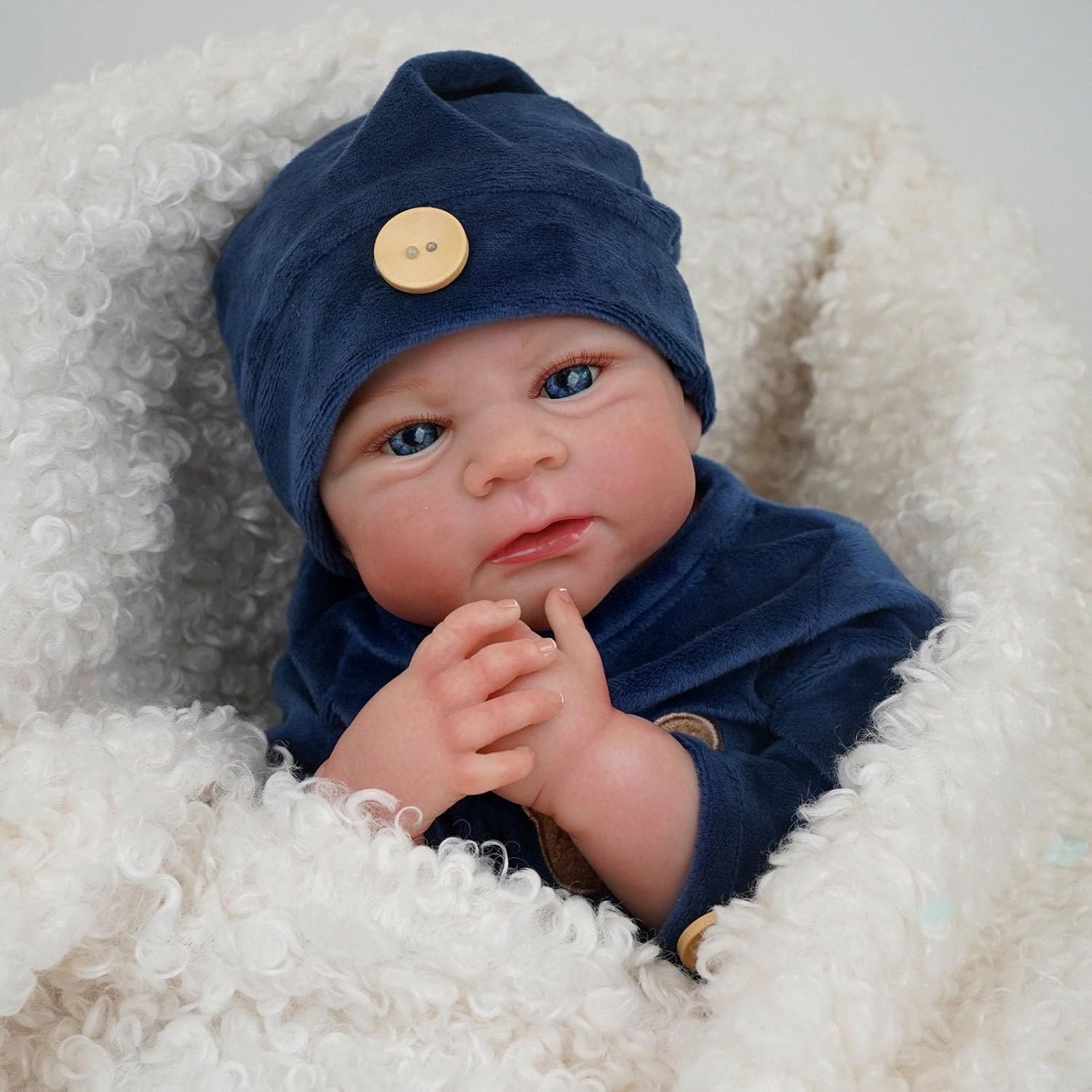 Brastoy Bebê Reborn Boneco Menino Urso Corpo de Silicone Realista Pintado Original 48cm