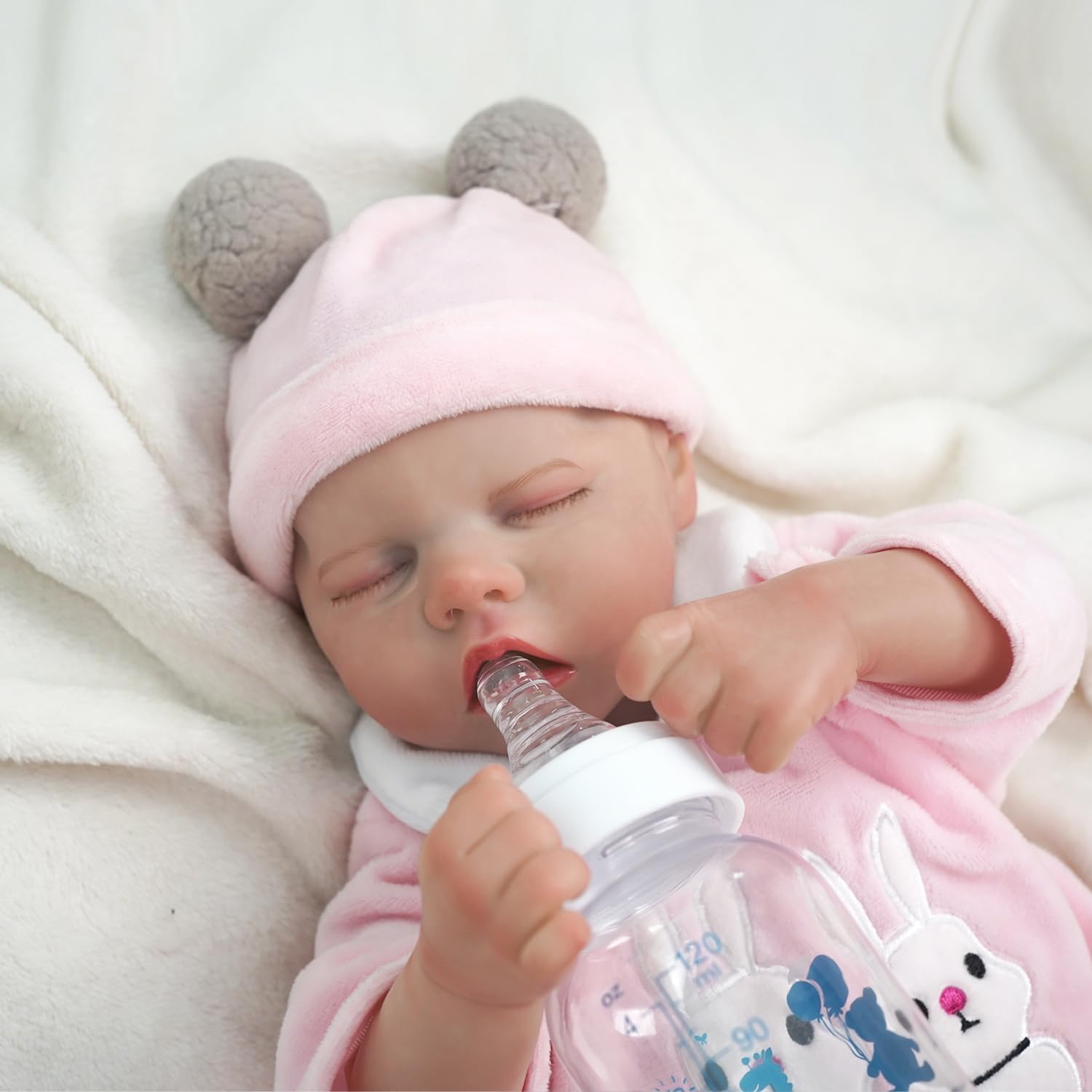 Brastoy Bebê Reborn Boneca Corpo de Silicone Menina Realista Original Pode Dar Banho (Menina Coelho)