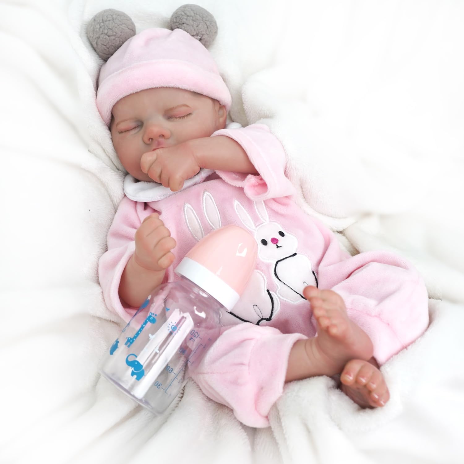 Brastoy Bebê Reborn Boneca Corpo de Silicone Menina Realista Original Pode Dar Banho (Menina Coelho)