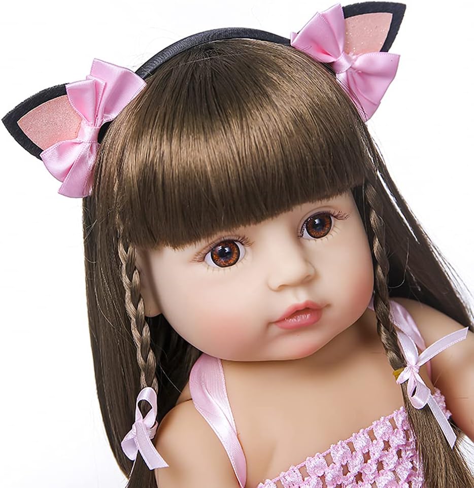 Brastoy Boneca Bebê Reborn Silicone Menina Olhos Castanhos 55cm Original