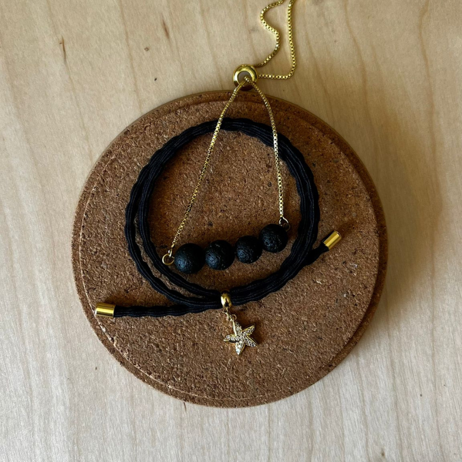 Conjunto Pulseira Difusora Preta – Estrela