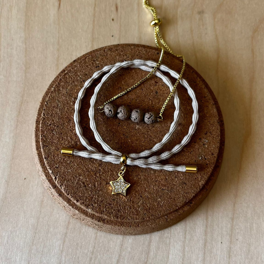 Conjunto Pulseira Difusora Bege Acinzentado – Estrela