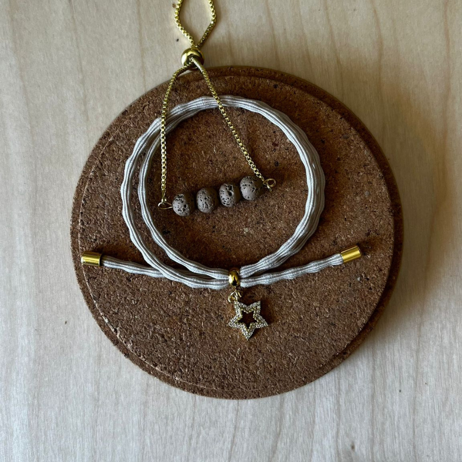 Conjunto Pulseira Difusora Bege Acinzentado – Estrela