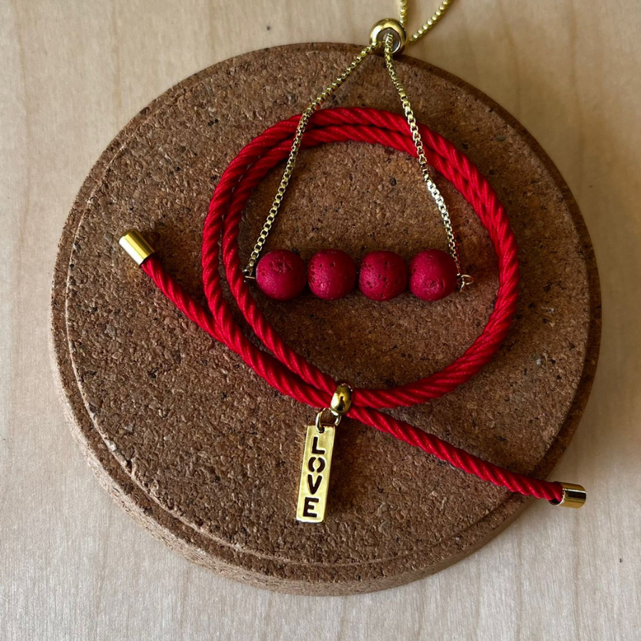 Conjunto Pulseira Difusora Vermelha – Love