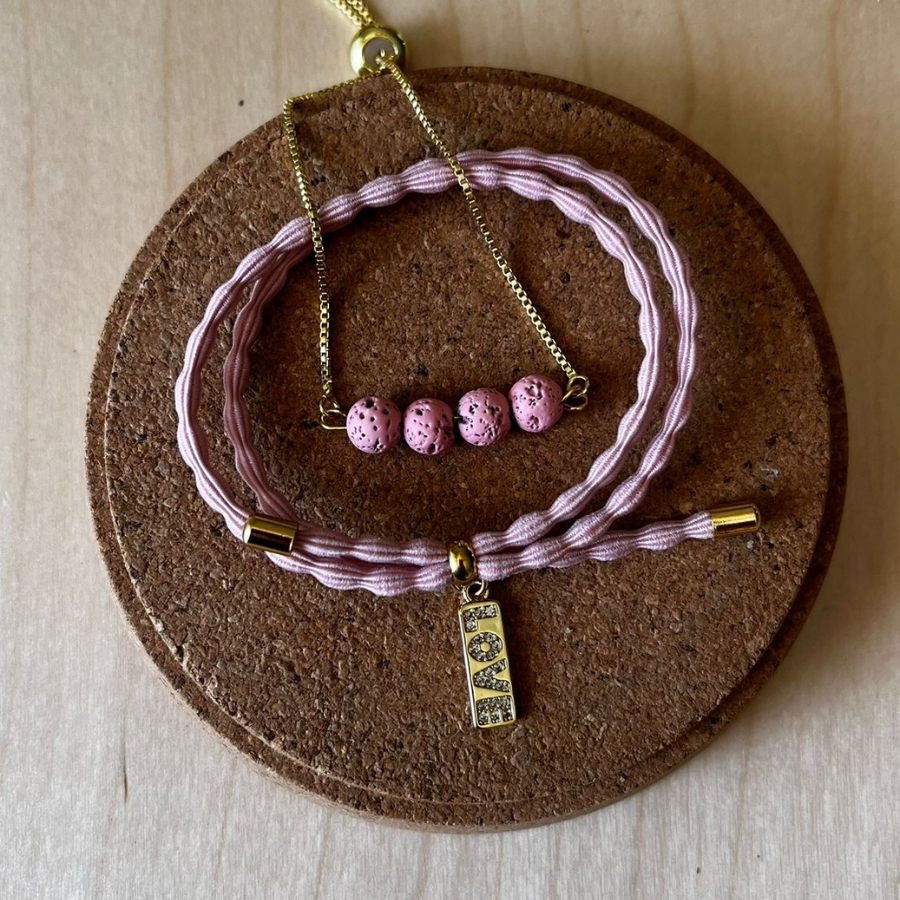 Conjunto Pulseira Difusora Rosa Claro – Love
