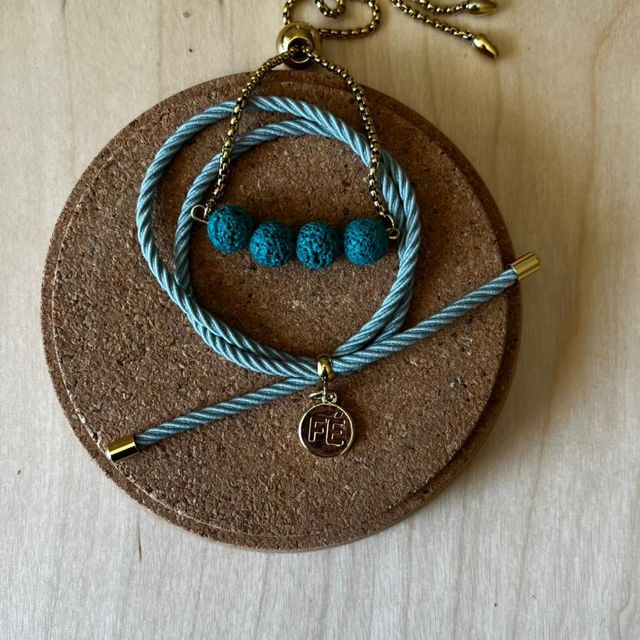 Conjunto Pulseira Difusora Preta – Turquesa