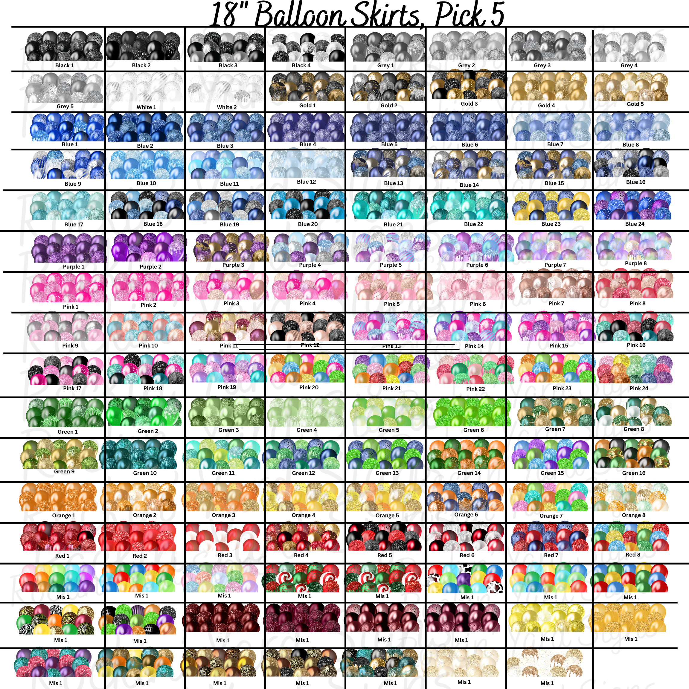 Joyful 18" Balloon Skirts. Pick 5 colors. 