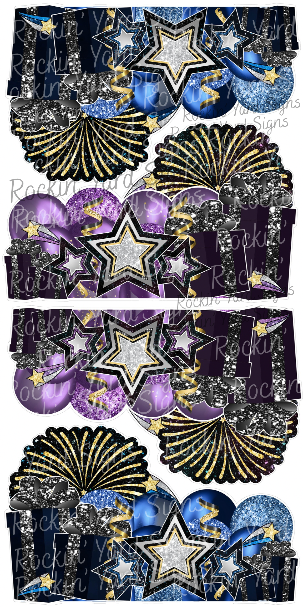DIGITAL FILE only. Birthday Panels. 46"x30". One blue set, and one purple set.