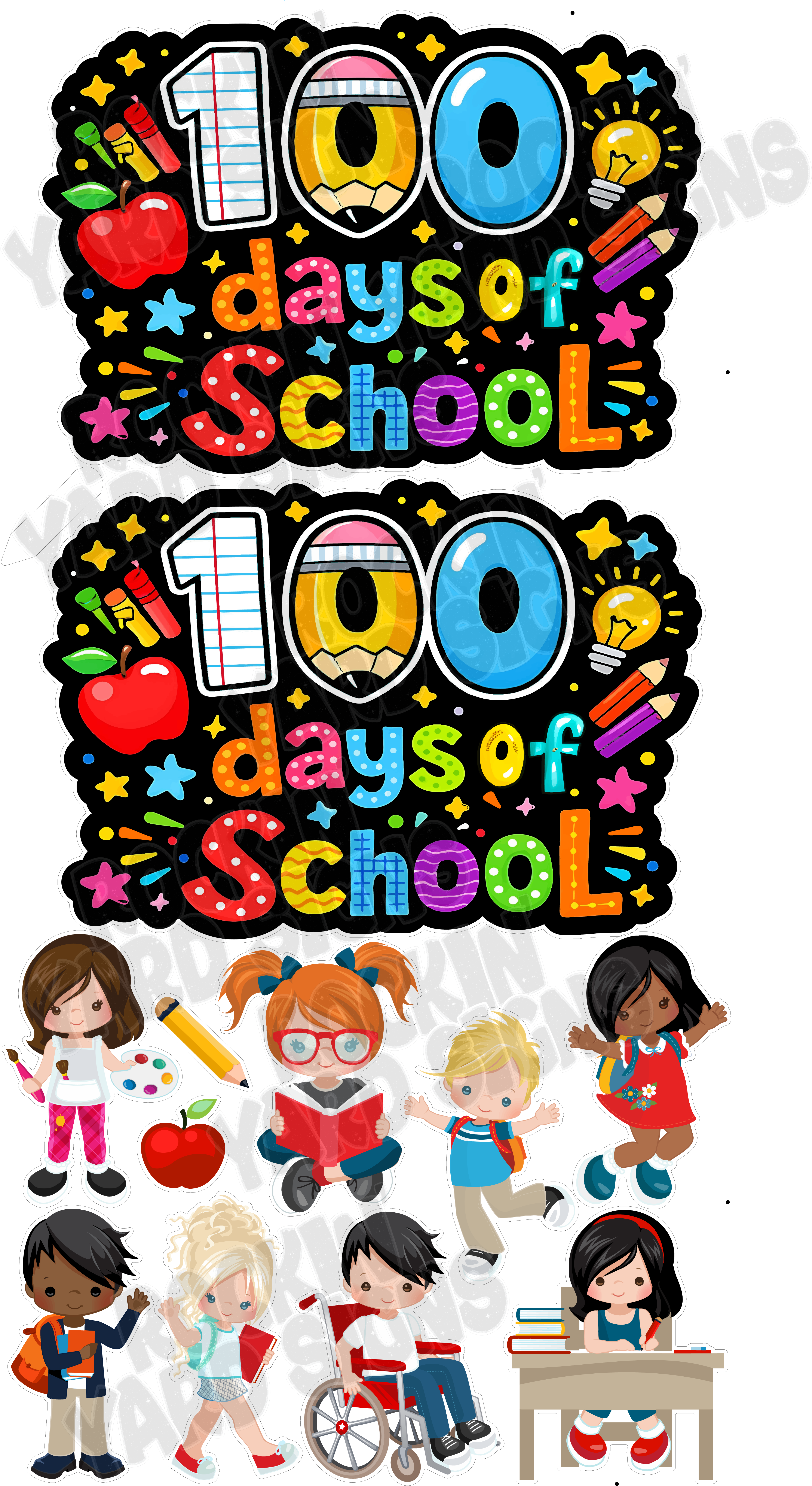 100th Day of School and kids flash (2) sheet set