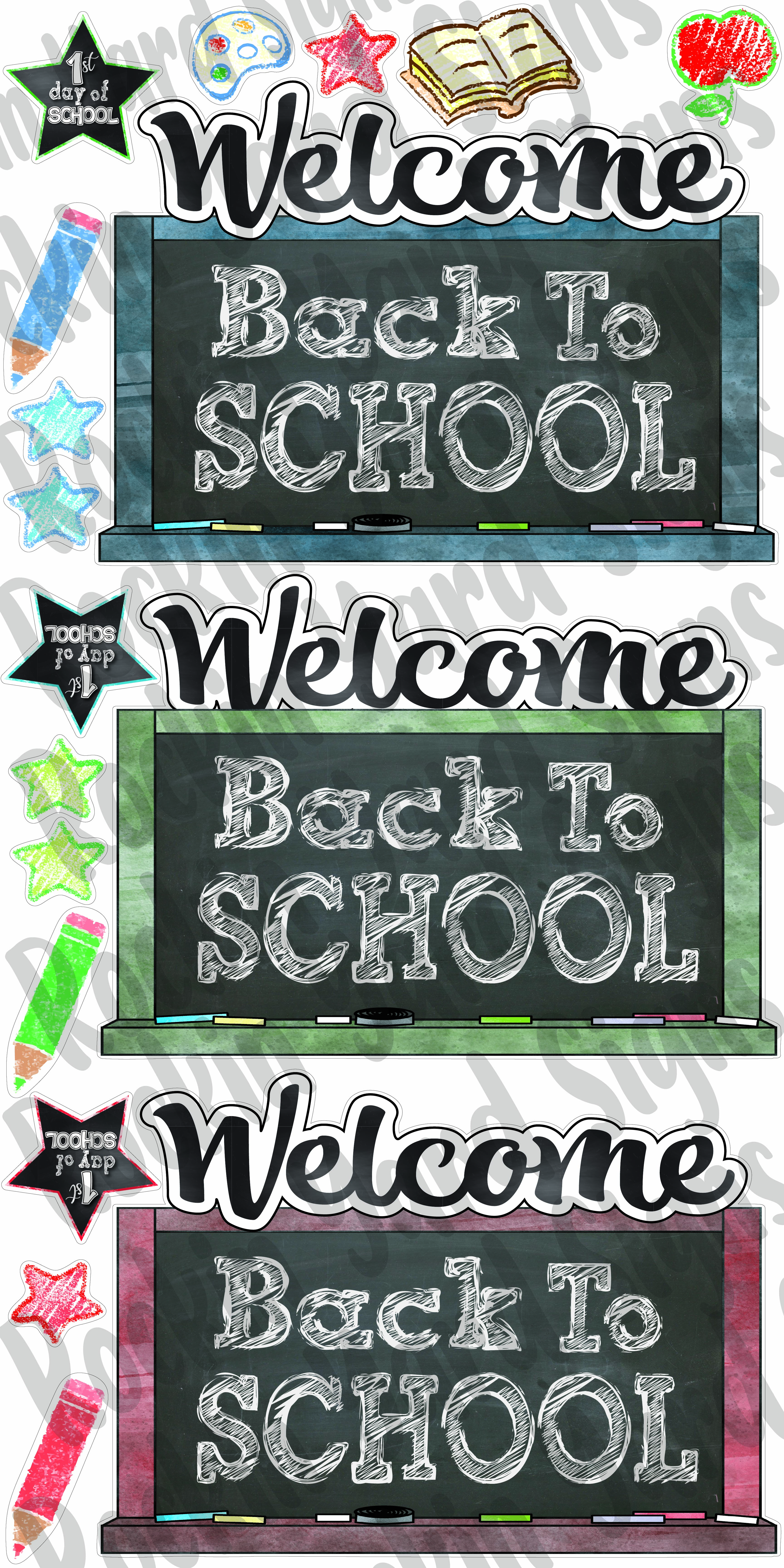 Welcome back to school chalkboard flash sheet set