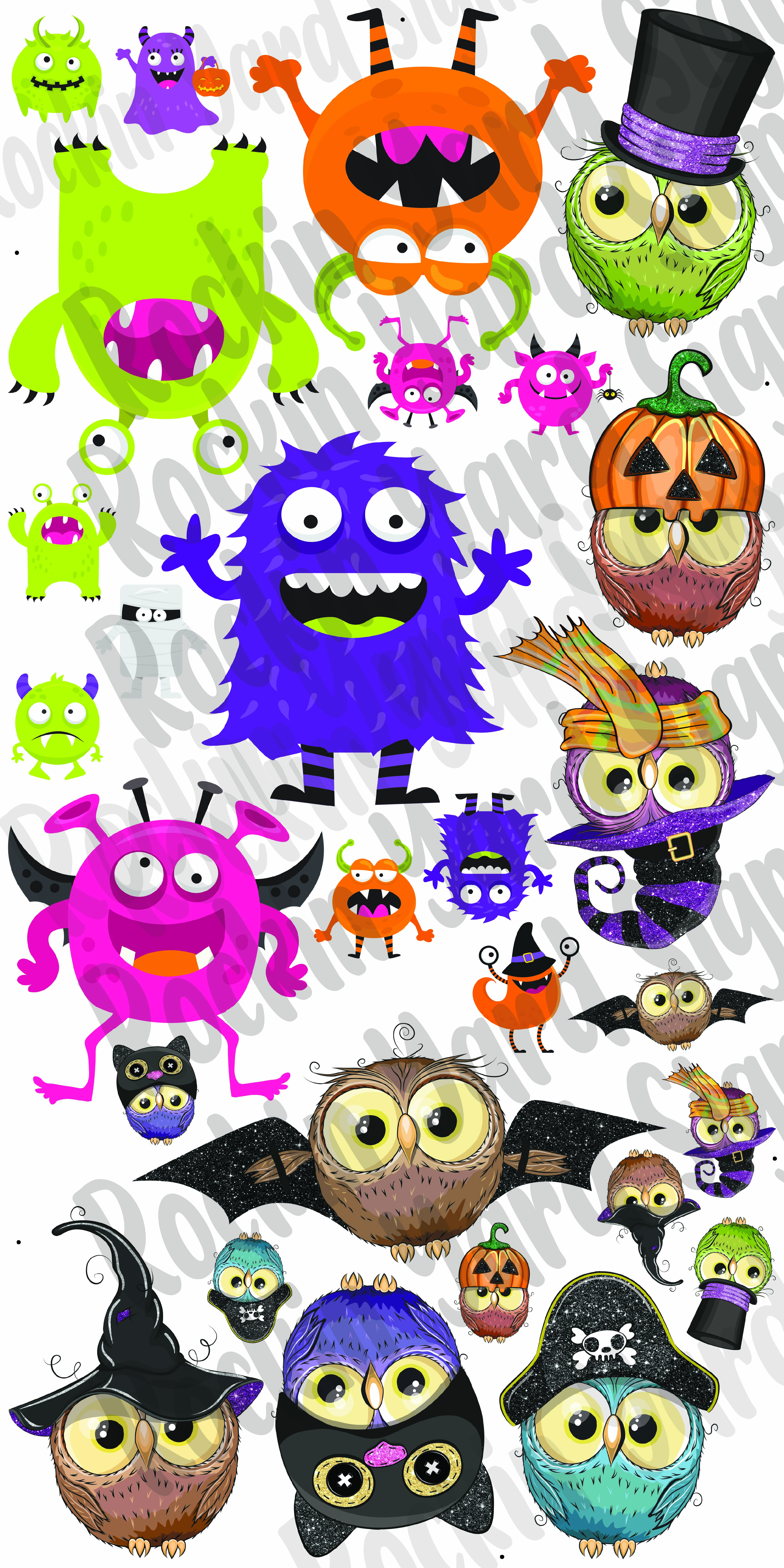Joyful's Halloween Monsters and Owls flair sheet set