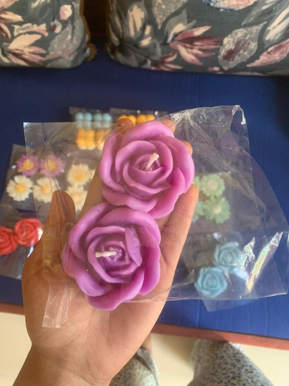 Purple Rose-Shaped Candles
