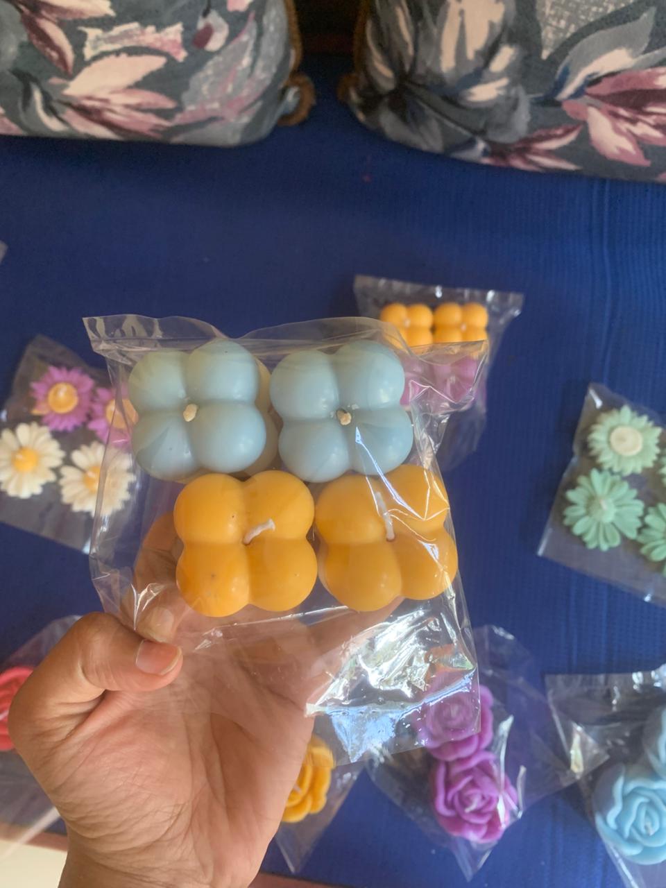 Bubble Flower Shape Candles Set