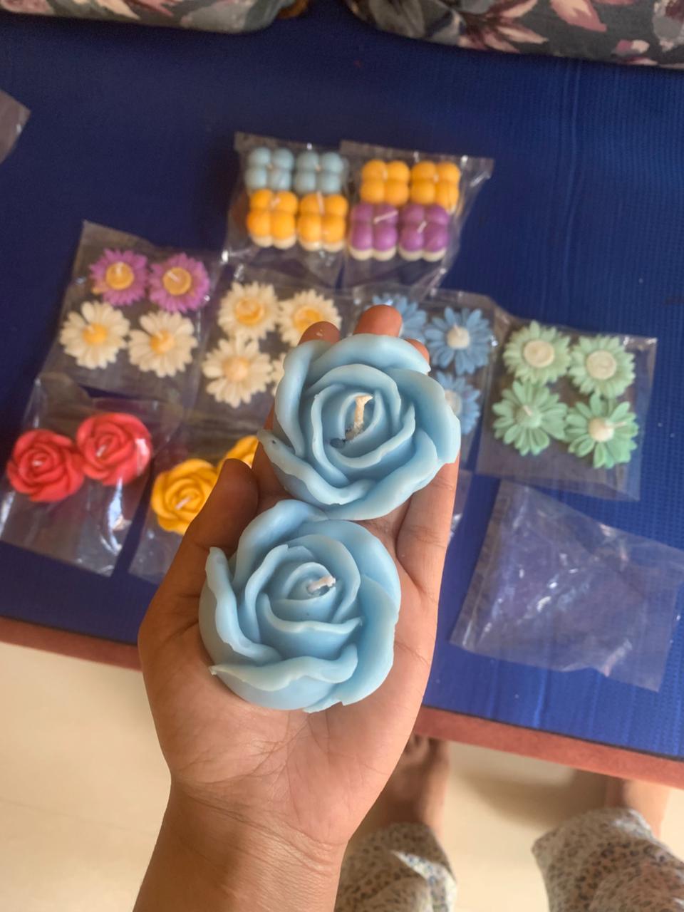 Blue Rose Shaped Candles